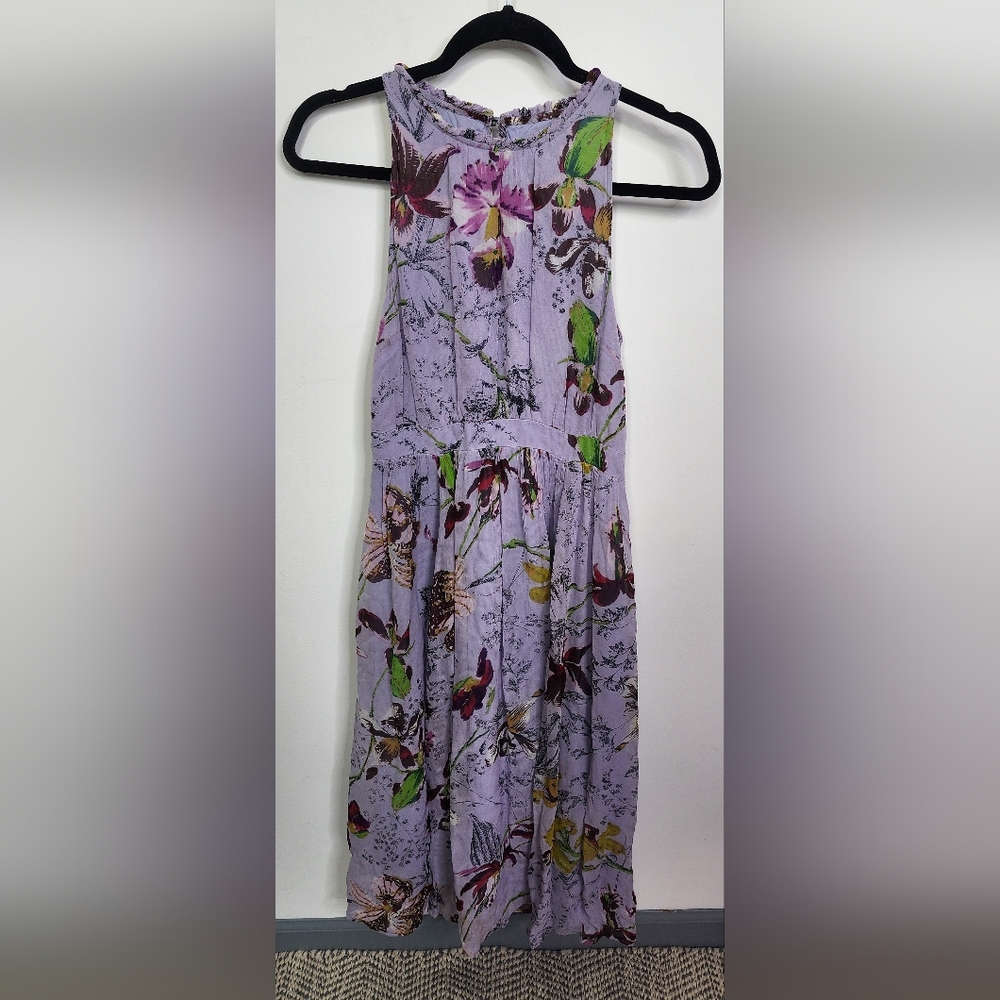 Arnelle Printed Dress, Size 4 (Small) Purppe Floral Details